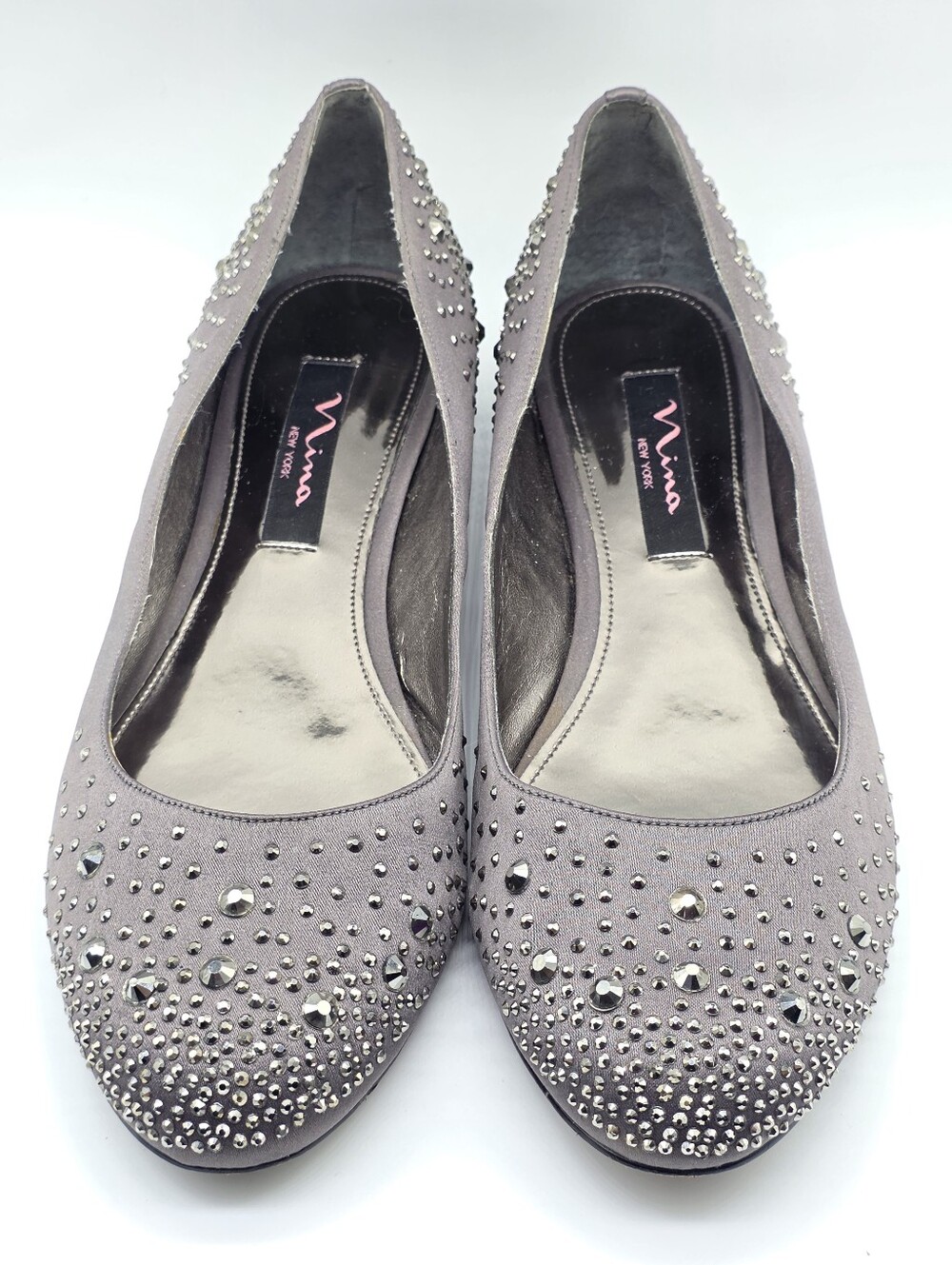 Nina New York Grey Rhinestone Satin Ballet Flats - Size 8.5 Whimsigoth Fairycore